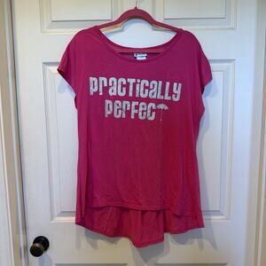 Disney Parks Mary Poppins Shirt Top Practically Perfect Pink Large EUC
